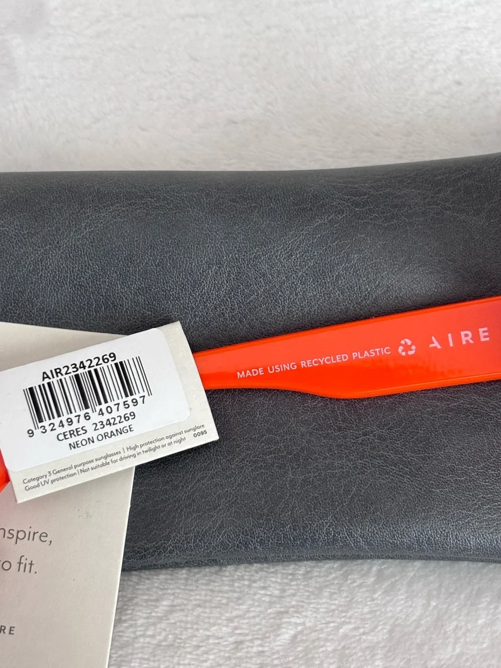AIRE Ceres Neon Orange Unisex Rectangular Sunglasses--NWT